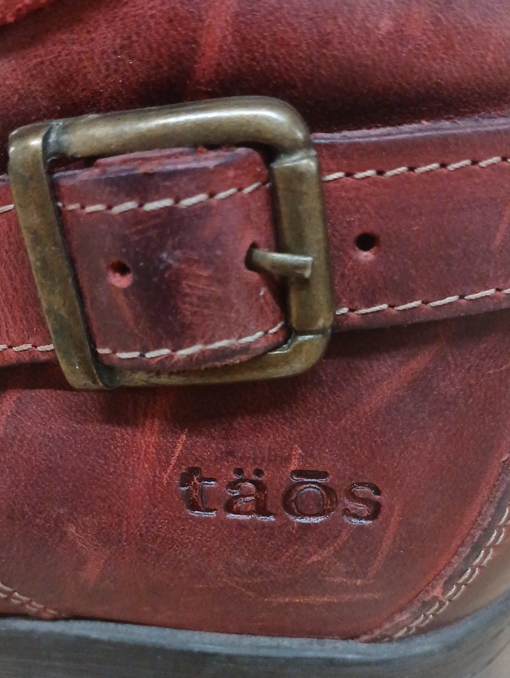 Taos Footwear Red-Brown Leather Lace-Up Combat Boots Zipper Side Size 41 (10) - Picture 5 of 12